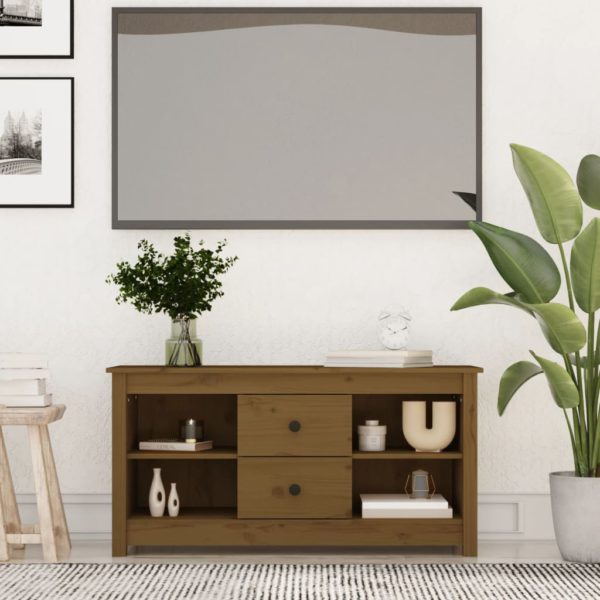 TV-benk honningbrun 103×36,5×52 cm heltre furu