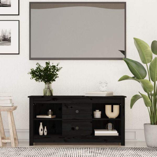 vidaXL TV-benk svart 103×36,5×52 cm heltre furu