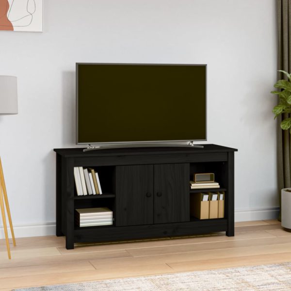 vidaXL TV-benk svart 103×36,5×52 cm heltre furu