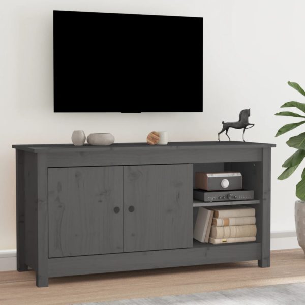 TV-benk grå 103×36,5×52 cm heltre furu