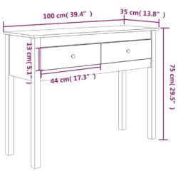 Konsollbord grå 100x35x75 cm heltre furu