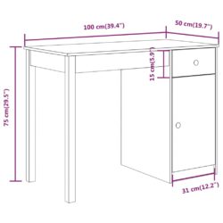 Skrivebord 100x50x75 cm heltre furu