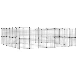 vidaXL Dyrebur 52 paneler med dør svart 35×35 cm stål