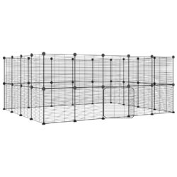 Dyrebur 36 paneler med dør svart 35×35 cm stål