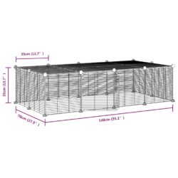 vidaXL Dyrebur 20 paneler med dør svart 35×35 cm stål