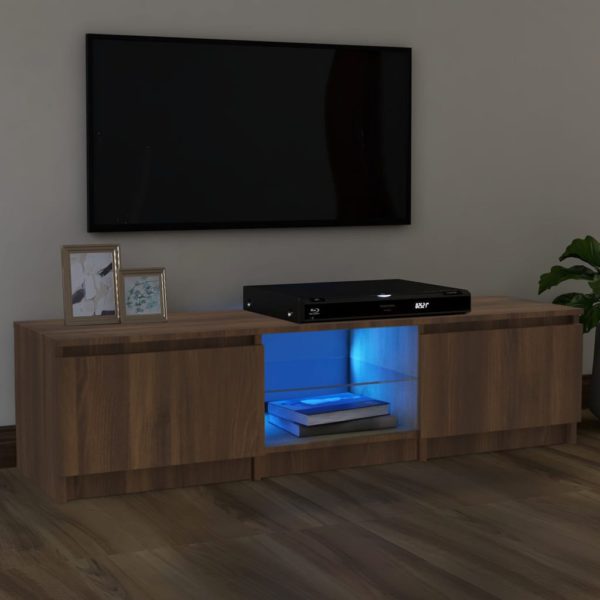 TV-benk med LED brun eik 140x40x35,5 cm