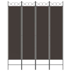 Romdeler med 4 paneler brun 160×200 cm stoff