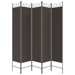 Romdeler med 5 paneler brun 200×200 cm stoff