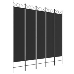 Romdeler 5 paneler svart 200×200 cm stoff
