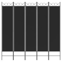 Romdeler 5 paneler svart 200×200 cm stoff