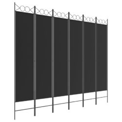 Romdeler 6 paneler svart 240×200 cm stoff
