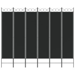 Romdeler 6 paneler svart 240×200 cm stoff