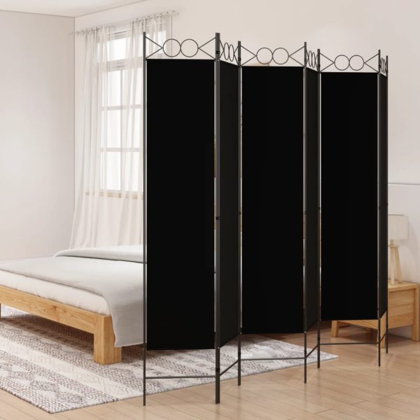 vidaXL Romdeler 6 paneler svart 240×200 cm stoff