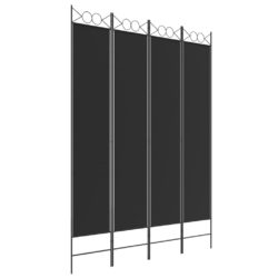 Romdeler 4 paneler svart 160×220 cm stoff