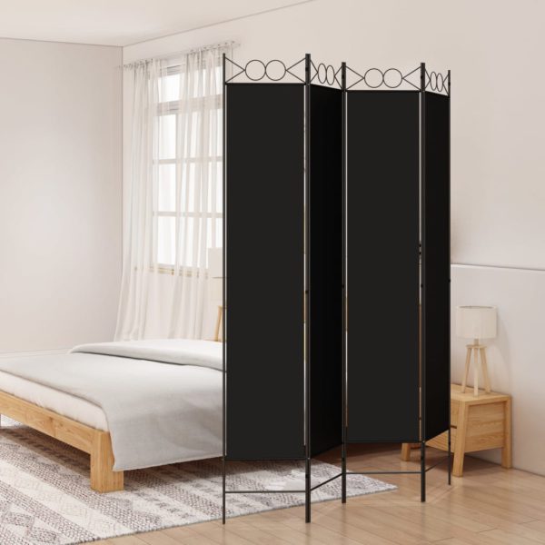 vidaXL Romdeler 4 paneler svart 160×220 cm stoff