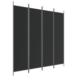 Romdeler 4 paneler svart 200×200 cm stoff
