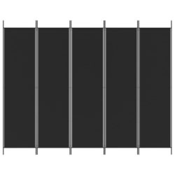 Romdeler 5 paneler svart 250×200 cm stoff