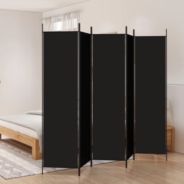 vidaXL Romdeler 5 paneler svart 250×200 cm stoff