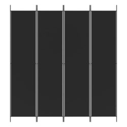 Romdeler 4 paneler svart 200×220 cm stoff