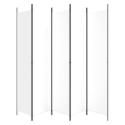 Romdeler med 5 paneler hvit 250×220 cm stoff