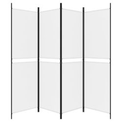 Romdeler 4 paneler hvit 200×180 cm stoff