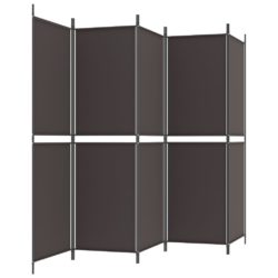 Romdeler med 5 paneler brun 250×180 cm stoff