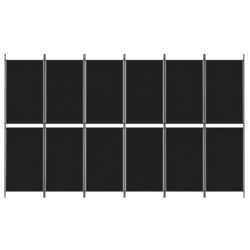 vidaXL Romdeler med 6 paneler svart 300×180 cm stoff
