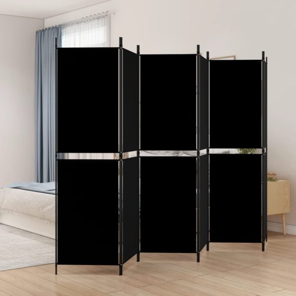 vidaXL Romdeler med 6 paneler svart 300×180 cm stoff