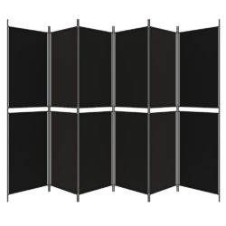Romdeler 6 paneler svart 300×200 cm stoff