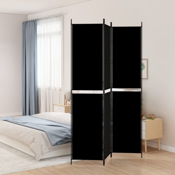 vidaXL Romdeler 3 paneler svart 150×220 cm stoff