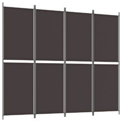 Romdeler med 4 paneler brun 200×220 cm stoff
