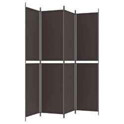 Romdeler med 4 paneler brun 200×220 cm stoff