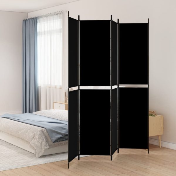vidaXL Romdeler 4 paneler svart 200×220 cm stoff