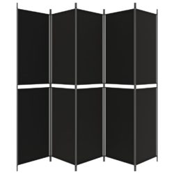 Romdeler 5 paneler svart 250×220 cm stoff