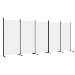 Romdeler med 5 paneler hvit 433×180 cm stoff