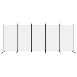 Romdeler med 5 paneler hvit 433×180 cm stoff