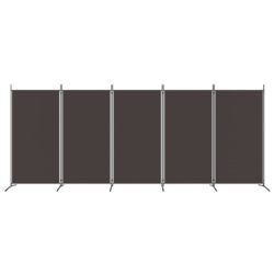Romdeler med 5 paneler brun 433×180 cm stoff