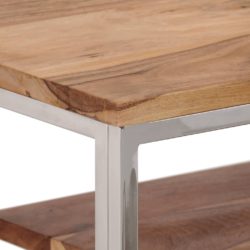 vidaXL Konsollbord sølv rustfritt stål og heltre akasie