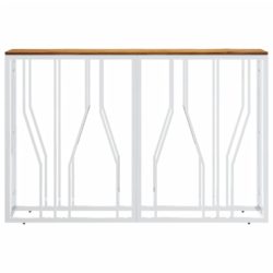 Konsollbord sølv rustfritt stål og heltre akasie