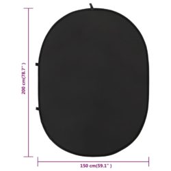 2-i-1 Studiobakgrunn oval svart og grå 200×150 cm