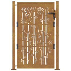 vidaXL Hageport 105×130 cm cortenstål bambusdesign