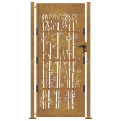 Hageport 105×180 cm cortenstål bambusdesign