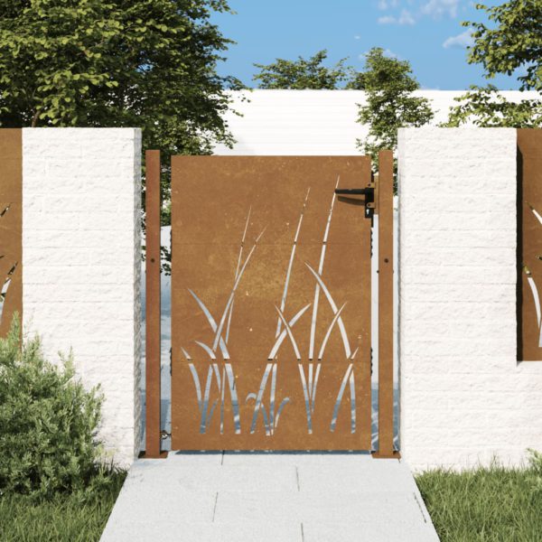 vidaXL Hageport 105×155 cm cortenstål gressdesign