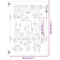 vidaXL Hageport 85×150 cm cortenstål bambusdesign