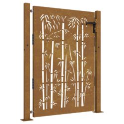 Hageport 105×155 cm cortenstål bambusdesign
