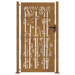 Hageport 105×205 cm cortenstål bambusdesign