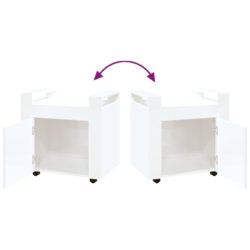Tralle til skrivebord høyglans hvit 60x45x60 cm konstruert tre