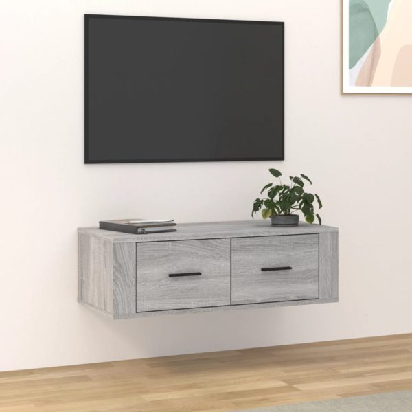 vidaXL Hengende TV-benk grå sonoma 80x36x25 cm konstruert tre