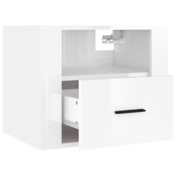 Veggmontert nattbord høyglans hvit 50x36x40 cm