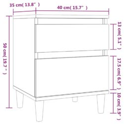 Nattbord høyglans hvit 40x35x50 cm